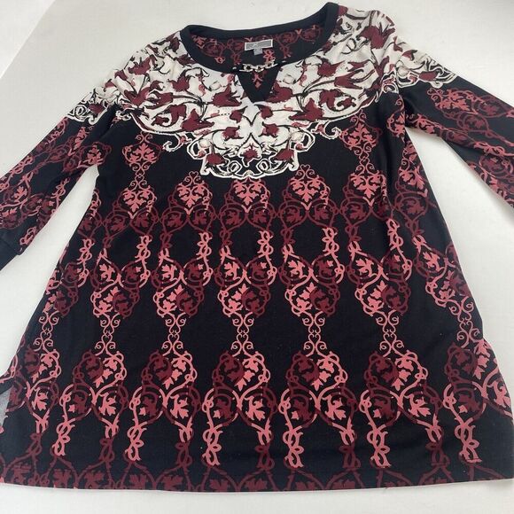 JM Collection Tunic Women Designer Fashion Floral Chain Multicolor‎  Size M Used - Picture 1 of 12